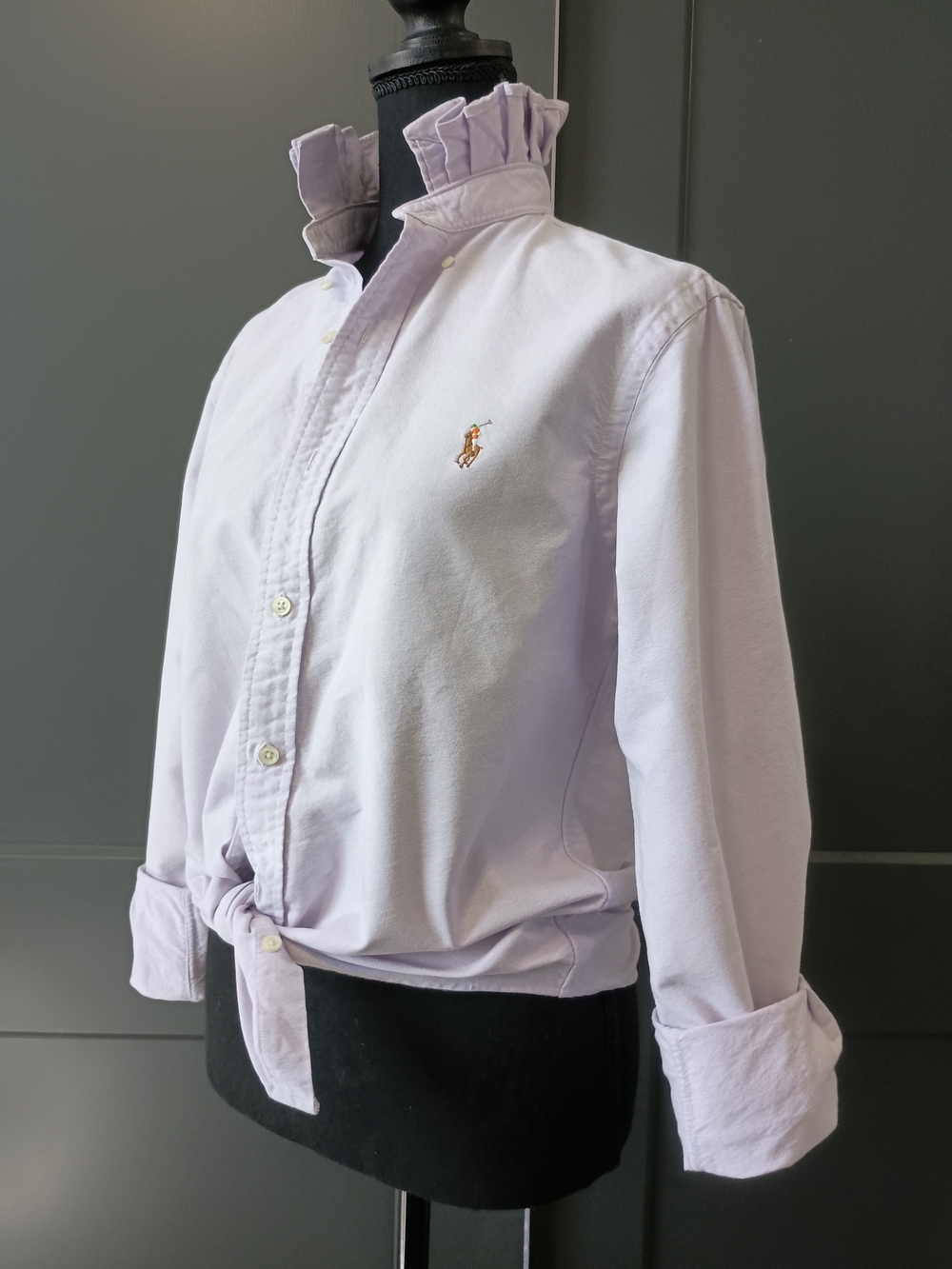 Upcycled Women's Ralph Lauren Ruffled Collar Shirt #136